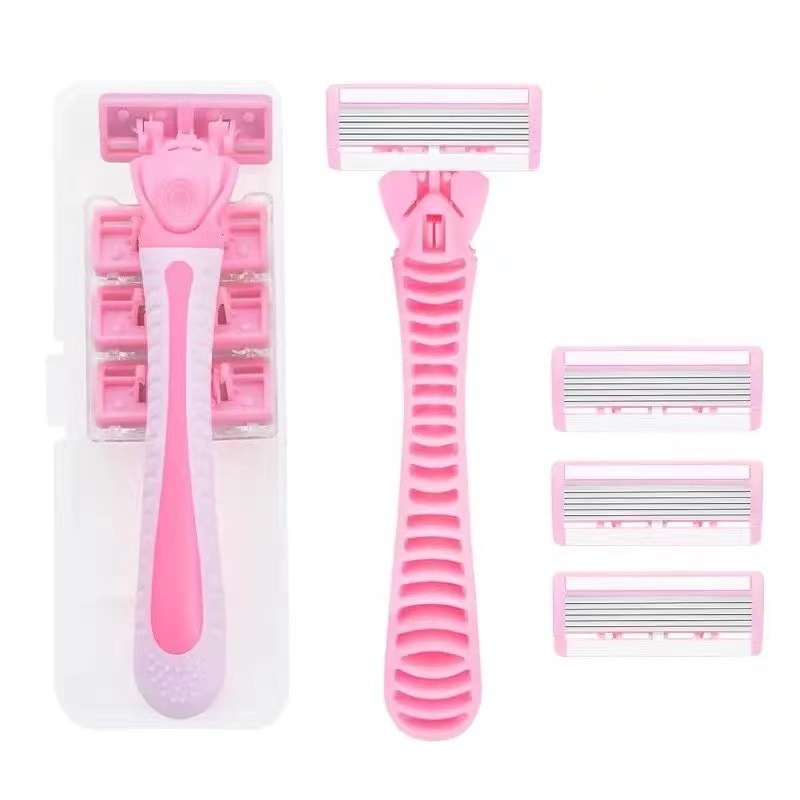 2025 mujeres afeitadora de afeitar manual de seis capas afeitadora de afeitar axila afeitadora de seguridad para mujeres caja de almacenamiento