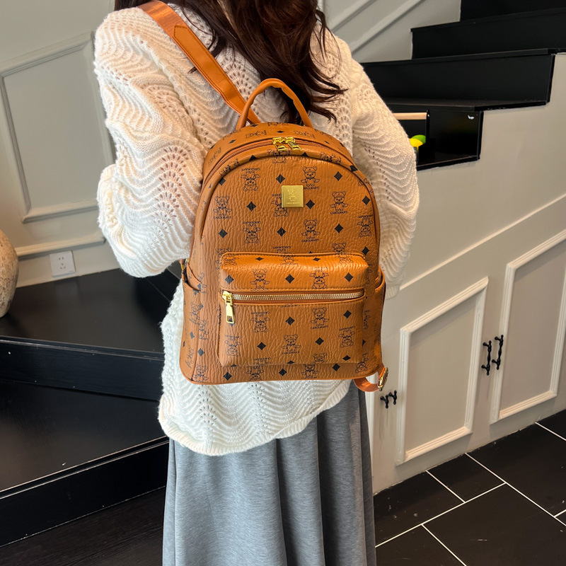 Cross-Border Popular Cute Bear Print Women's Backpack Outing Backpack Large Capacity Fashion Mini Backpack Student