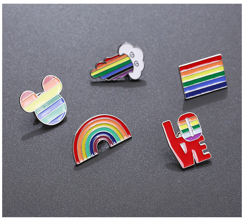 Fashion Clouds Rainbow Heart Shape Alloy Enamel Unisex Brooches display picture 2