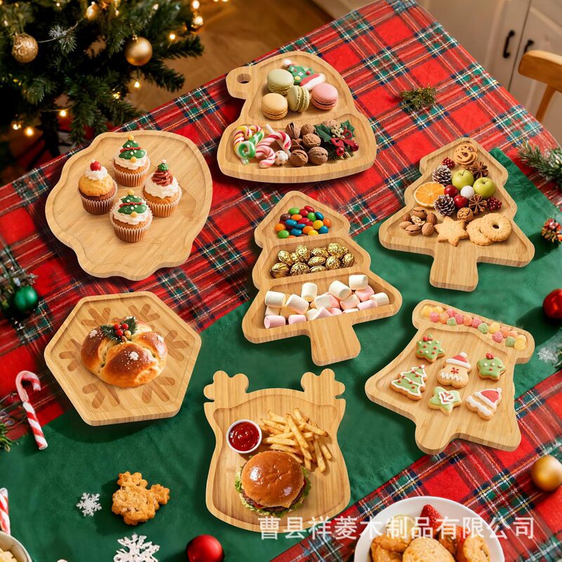 Cross-border bamboo and wood Christmas tray cartoon animal reindeer storage tray wooden Santa Claus snack bread serving tray Cross-border bamboo and wood Christmas tray cartoon animal reindeer storage tray wooden Santa Claus snack bread serving tray