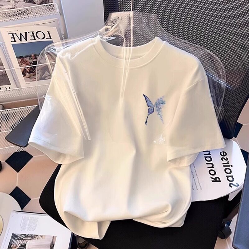 Cotton Short-Sleeved T-Shirt for Women White 2026 Summer New Style Loose Slimming Look Half-Sleeved Casual American Style Top T-Shirt Cotton Short-Sleeved T-Shirt for Women White 2026 Summer New Style Loose Slimming Look Half-Sleeved Casual American Style Top T-Shirt