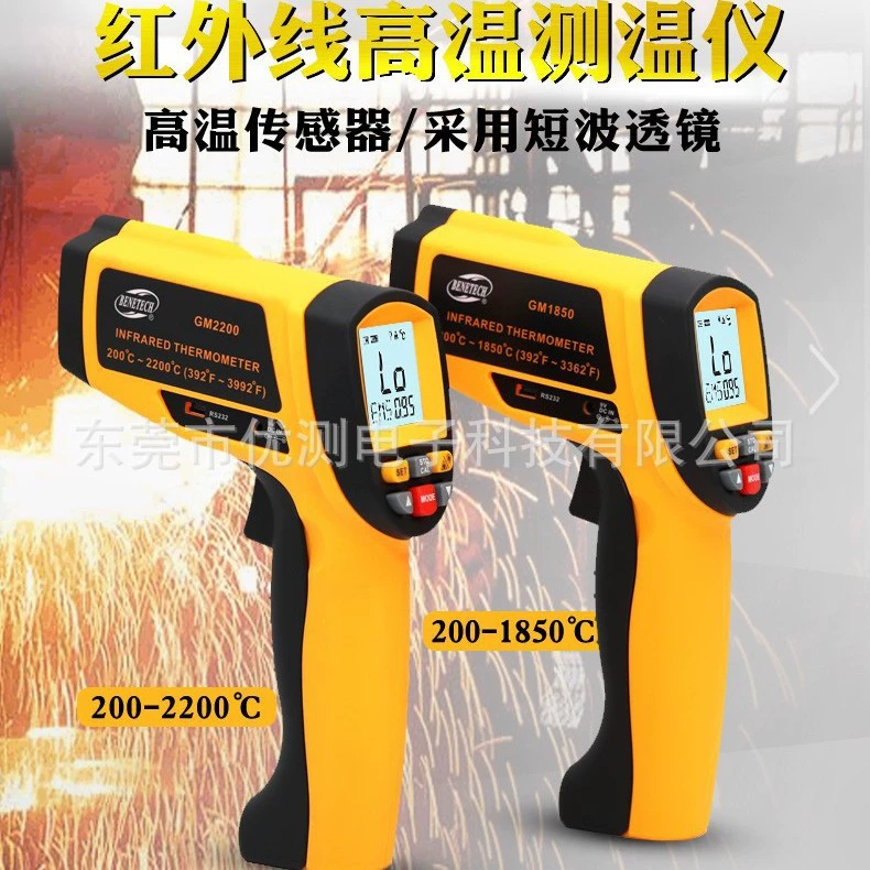 Пистолет для измерения температуры Biaozhi GM1850, измерительный утюг, печь для металлургии, промышленный высокотемпературный инфракрасный термометр 1850 градусов