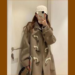 牛角扣双面羊绒大衣女2025秋冬新款高级感小个子羊毛呢外套学院风