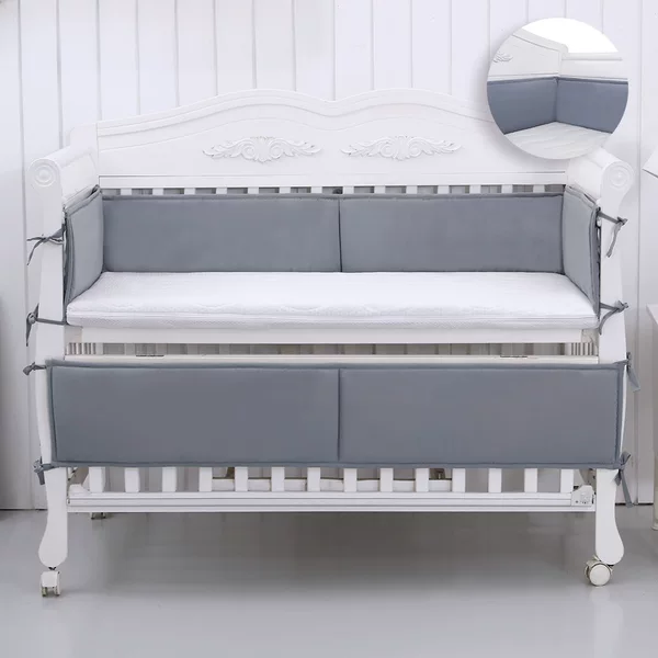 Cross-border export solid color crib bed wall height anti-collision baby bedding Amazon hot guardrail soft bag foreign trade