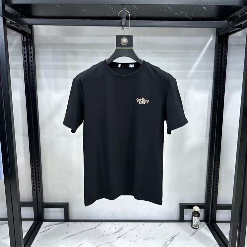 [Sea Brand Cut Label] Summer Comfortable Elastic Solid Color All-match Round Neck Printed Casual T-shirt Pullover 2Y180A