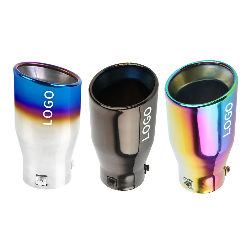 Factory direct supply modified single tail throat universal stainless steel exhaust pipe muffler car tail throat thickened grilled blue
