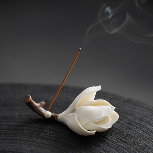 Magnolia line incense insert handmade ceramic pinch flower incense holder home furnishings ornaments tea room pen shelf tea ceremony accessories
