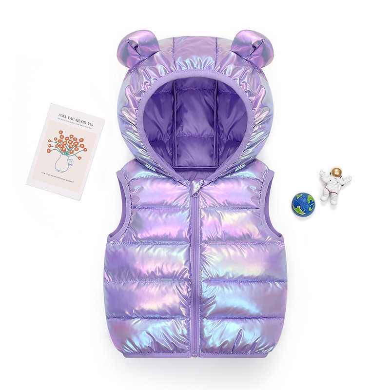Comercio exterior ropa infantil 2025 nuevo otoño invierno ropa de algodón plumón para niños niñas chaleco encapuchado chaleco de hombro para niños