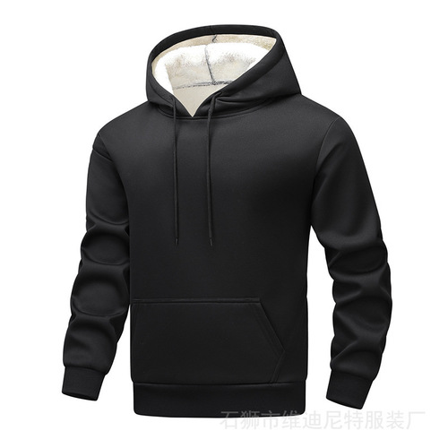 Euro-sized hooded hooded hoodie men's solid color loose casual sports coat with velvet thick couple's top
