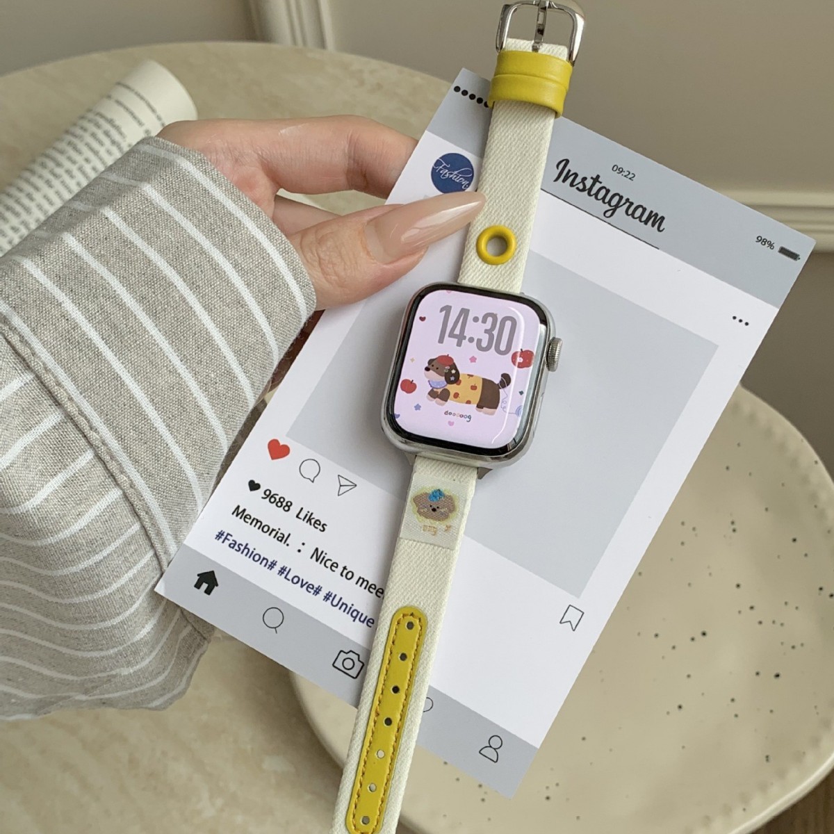 Personalized Sticker Color Matching Denim Watch Strap Suitable for Apple S11 Watch Strap Iwatch109876543 Generation Xiaomi Huawei