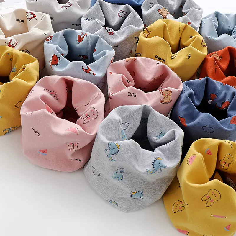 a类纯棉秋冬季防风保暖无骨儿童围脖宝宝套头围巾男女童婴儿脖套