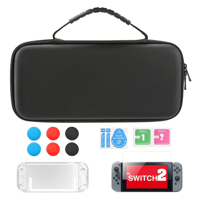 2025 nuevo conjunto de bolsa de almacenamiento switch2 cubierta protectora de caja de cristal switch2 película templada switch2