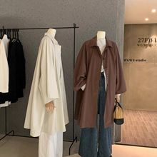 WGWE7349#十三行女装2025早秋装新款中长款大A摆伞形长袖风衣外套