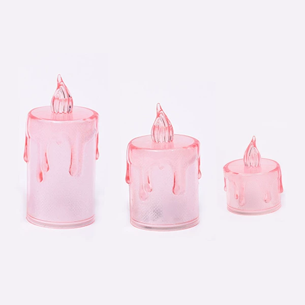 Fuchsia small candle, set, battery, 3 piece set