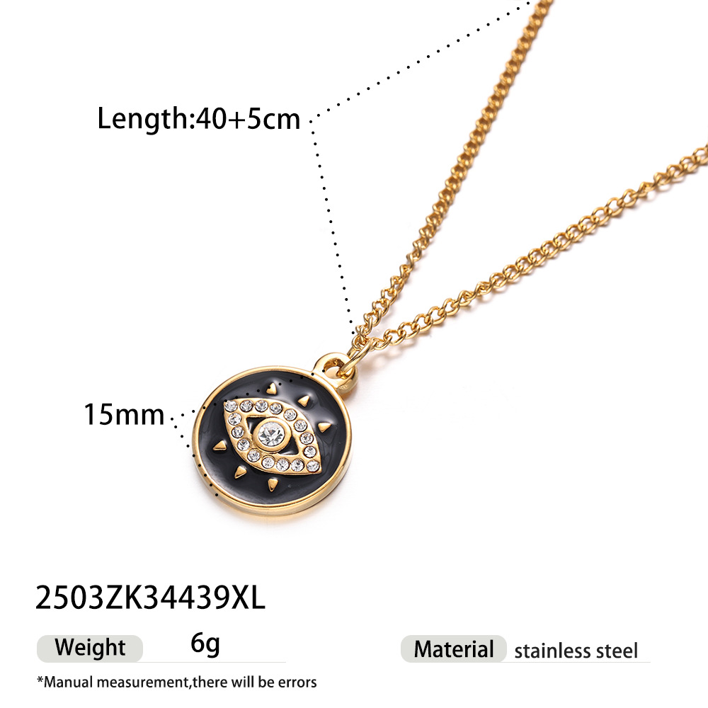 Women's Gender PVD Coated Real Gold Plated Devil's Eye 304 Stainless Steel Vintage Style Waterproof Non Tarnish 304 Stainless Steel Pendant Necklace