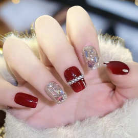 气质秋冬车厘子红满钻御姐风可拆卸穿戴甲美甲贴片