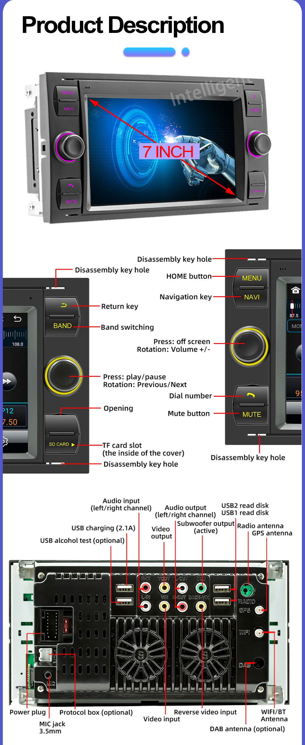 Suitable for 2005-2011 Ford Transit Car Android Gps Navigation Bluetooth Mp5 Player Carplay Navigation Device