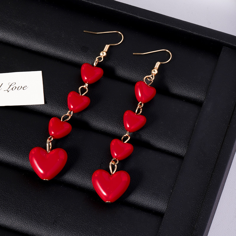 Romantic Girl's Heart Cherry Red Love Earrings Han 0 Dongdaemun New Heart-shaped Pendant Personalized Internet Celebrity Earrings