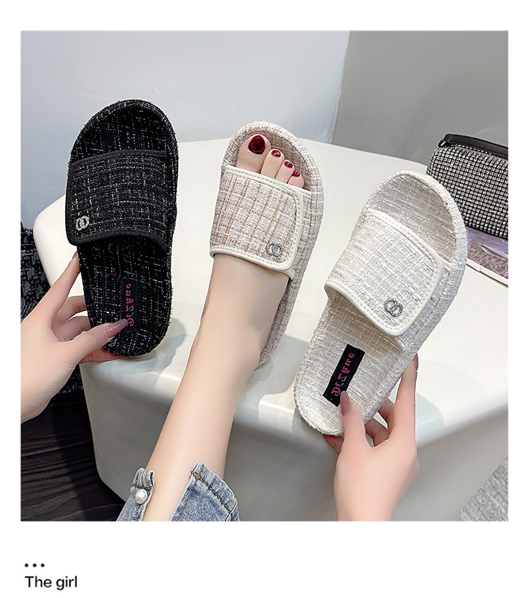 Women's Thick-soled Casual Velcro Slippers For Summer Wear_voghion.com