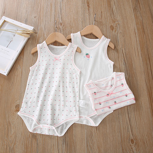 Songyou Xisongwu Summer Thin Cotton Mesh Hollow Strawberry Princess Children's Vest Triangle Hatshirt Sleeveless Climbing Suit
