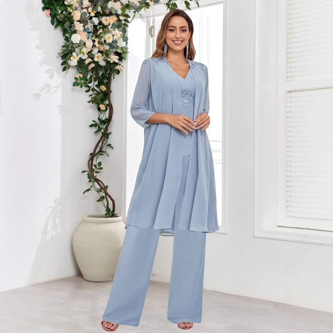 Cross-border Amazon Independent Station Europe and the United States New Solid Color Turtleneck V-Neck dress Cardigan Jacket suit Evening Dress