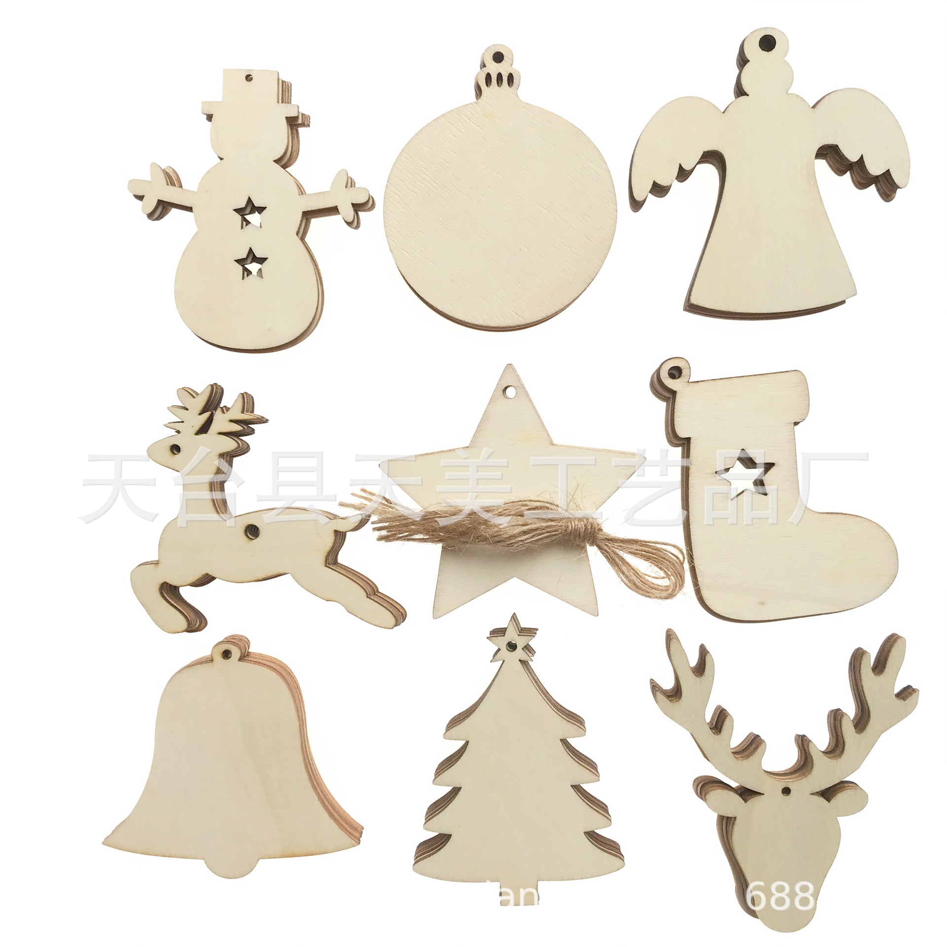 现货低价促销圣诞铃铛鹿头雪人袜子树彩球帽子装饰彩绘挂件木片