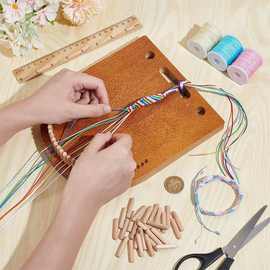 跨境木质手链编织工具桌面手工可DIY编绳制作器便携式实木编绳板