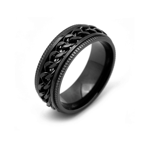 E-commerce ring for men, rotatable titanium steel chain ring, personalized trend, European and American cross-border jewelry wholesale