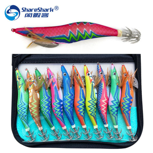 Wholesale shrimp lure bait wood shrimp set No. 3.5 luminous wood shrimp three-color luminous shrimp bait with hook