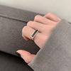 Ring, black rectangular one size small design universal epoxy resin, silver 925 sample, trend of season, on index finger, wholesale