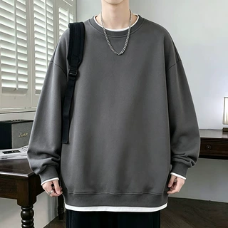 秋季青少年美式圆领卫衣高级潮流轻奢长袖t恤男春秋高品质打底衫
