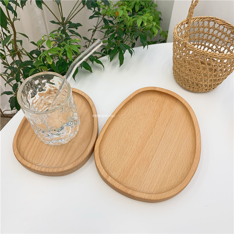 Plato ovalado de madera transfronterizo, bandeja para aperitivos de café, leche, pastel, queso, plato de cena para aperitivos para niños, plato de fruta y queso