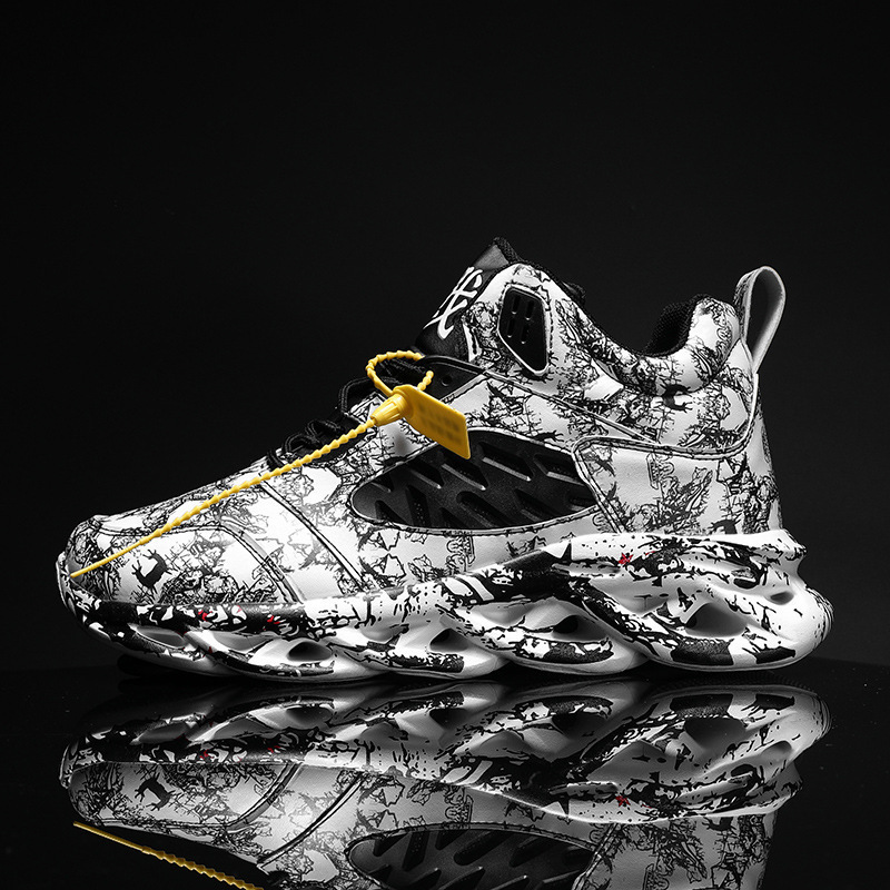 Esportes e lazer masculinos de inverno, tênis de corrida de basquete de cano alto para estudantes, tamanho grande_voghion.com