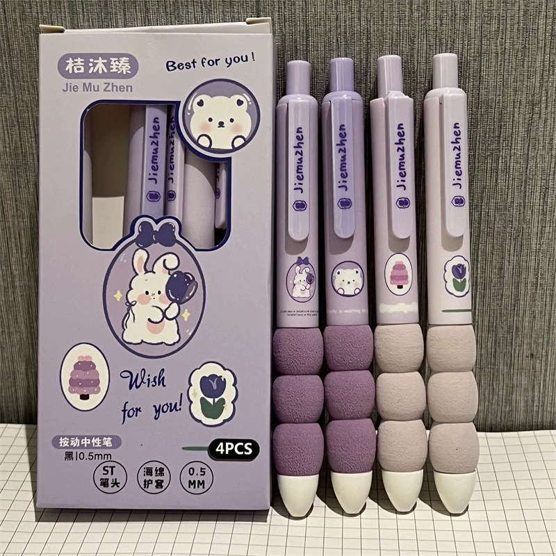 Cute color gradiente de tres secciones cubierta lápiz esponjoso en el viento alto valor de la cara st cabeza negro cepillo de secado rápido lápiz estudiante