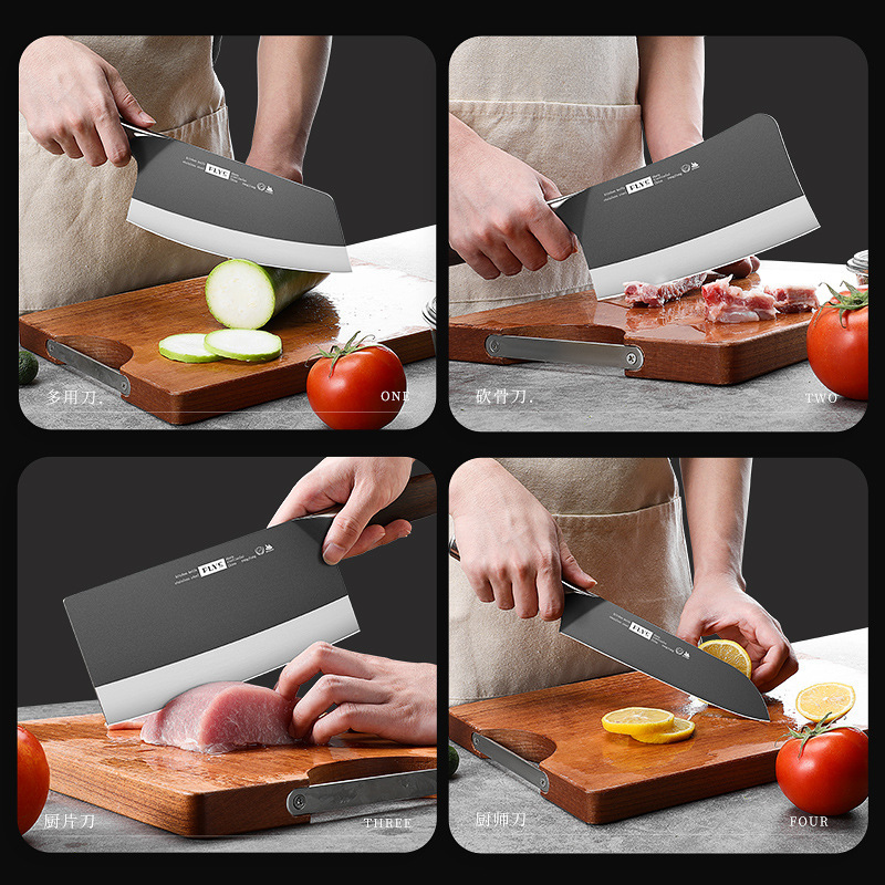 Cuchillo de cocina doméstico súper rápido afilado cuchillo de corte de carne de cocinero de corte de doble uso cuchillo de corte de cocina set