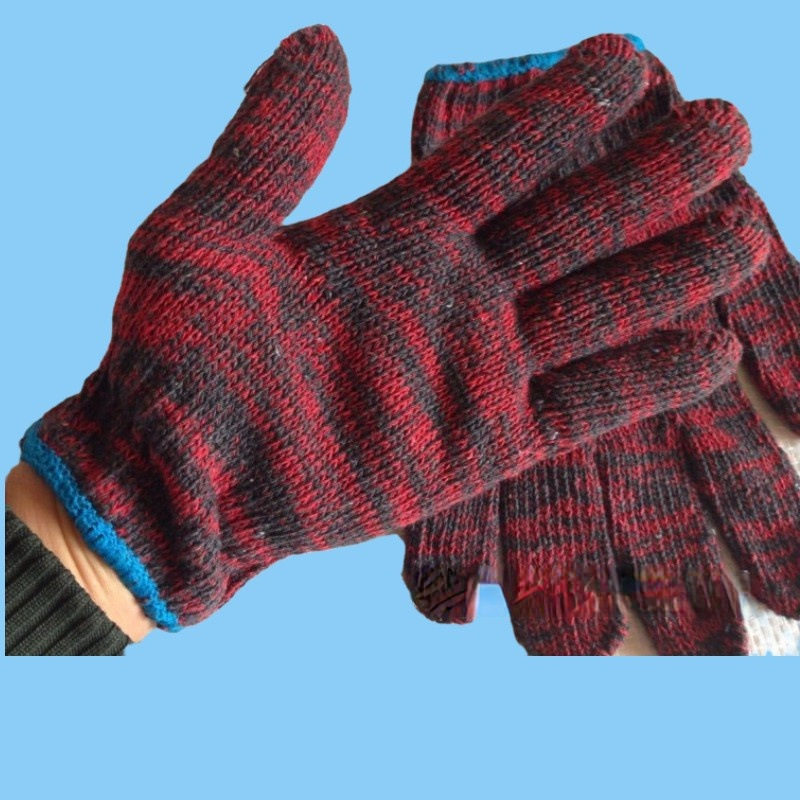 手套劳保用品 加厚透气棉纱线手套针织工作防割耐磨劳保手套 棉纱