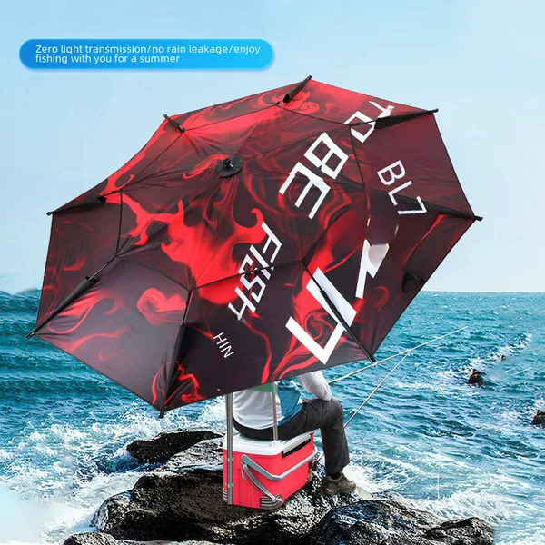 Fishing Umbrella Crutches Big Fishing Umbrella Universal Double Adjusting Cane Umbrella Thickened Black Rubber Umbrella New Sunscreen Anti-rainstorm