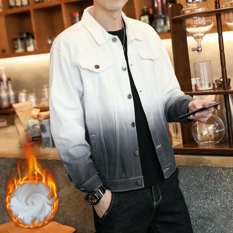 겨울 기모 두꺼운 데님 재킷 남자 가을과 겨울 따뜻한 패셔너블 루즈 탑 캐주얼 올 매치 남자 자켓