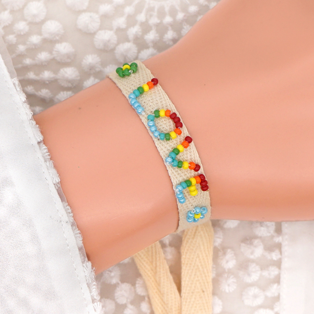 Simple Bohemian Ribbon Rainbow Love Letter Bracelet display picture 19