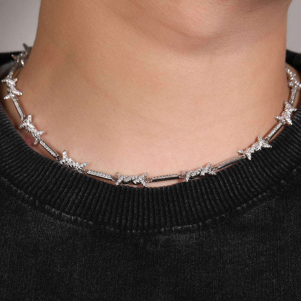 Thorn Fine Wire Necklace With Zircon For Men Elegant Accessory_voghion.com