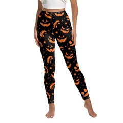 ヨーロッパとアメリカのハロウィン面白い悪魔カボチャホリデーパーティー 3D デジタル印刷女性のフィットネスヨガパンツレギンス