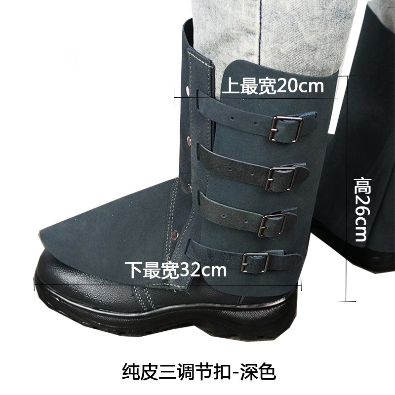 帆布护腿焊工防烫鞋罩男士纯皮隔热防火星防尘焊工护脚劳保脚盖