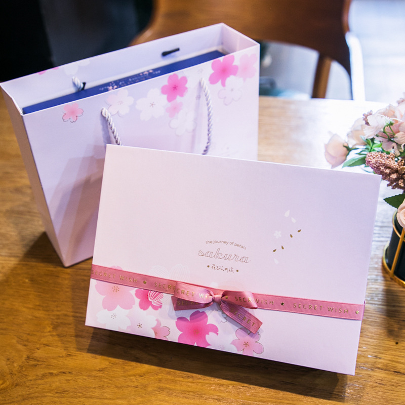 樱花长方形伴手礼盒套装少女网红ins礼物包装盒空盒纸盒批发精致