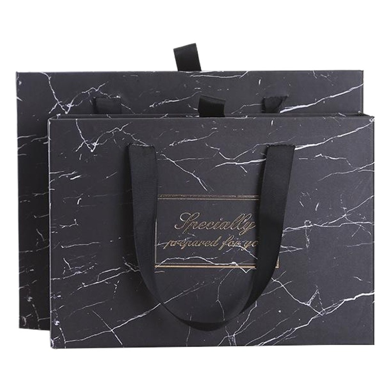Caja de embalaje de regalo de mármol negro Serie de regalo Caja de regalo portátil Patrón personalizado Caja de regalo de ropa portátil