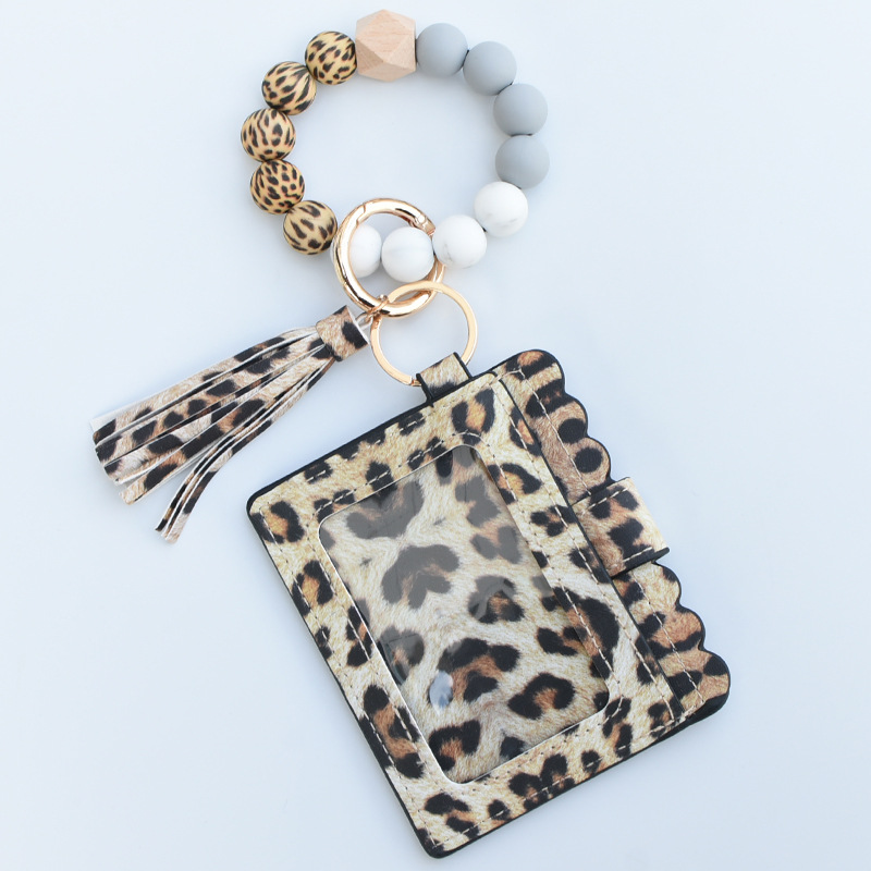95g Weight Keychain Classification 1 Piece Quantity Daily Occasion Silica Gel Material Leopard Pattern Unisex Gender Beaded Design Fashion Style 1 Piece Fashion Leopard Silica Gel Beaded Unisex Keychain 6