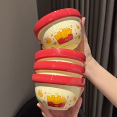 4.7英寸炸鸡薯条米饭碗陶瓷釉下彩耐高温家用卡通高颜值甜品儿童