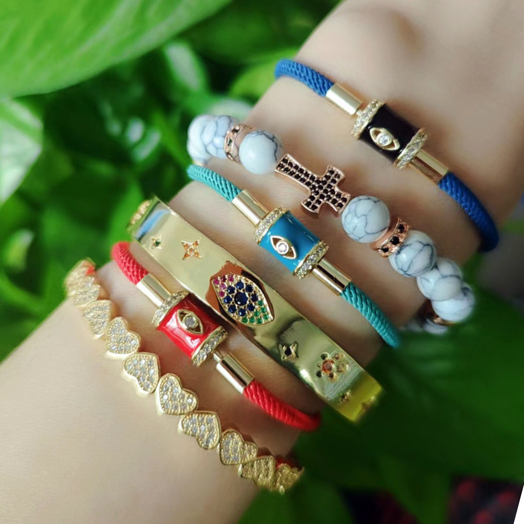 Pulsera de cuerda básica ajustable retráctil de color transfronterizo europeo y americano rojo Milan cuerda DIY pulsera de ojo de Diablo