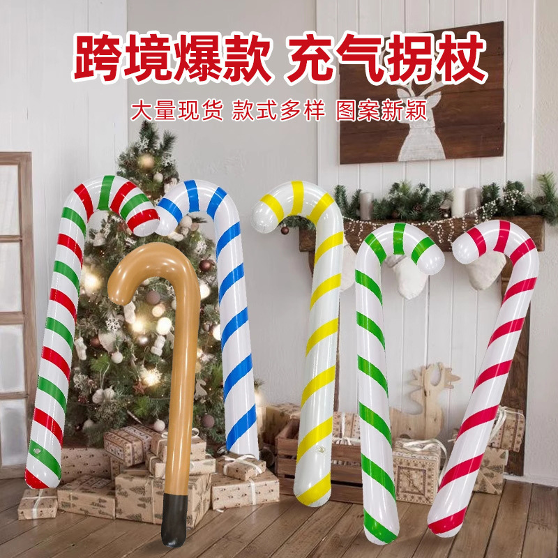 クロスボーダーインフレータブル歩行器ステッキクリスマスステッキ障害者アームレスト小道具ハロウィン屋外パーティー小道具|undefined
