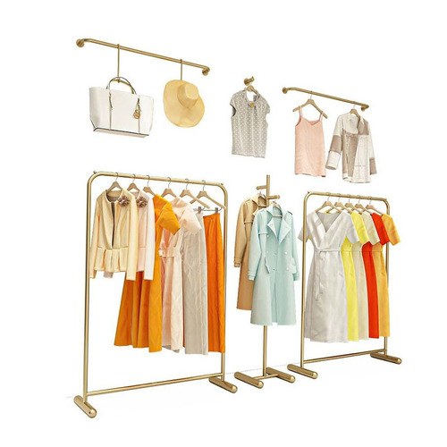 Clothing store display rack ground side hang combination women's clothing store display shelf rack gold children's clothing store clothing rack