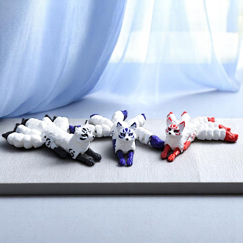 クロスボーダー 3D プリント関節付きキツネ五尾キツネ装飾玩具減圧ハンドモデルギフトおもちゃ子供の装飾品|undefined